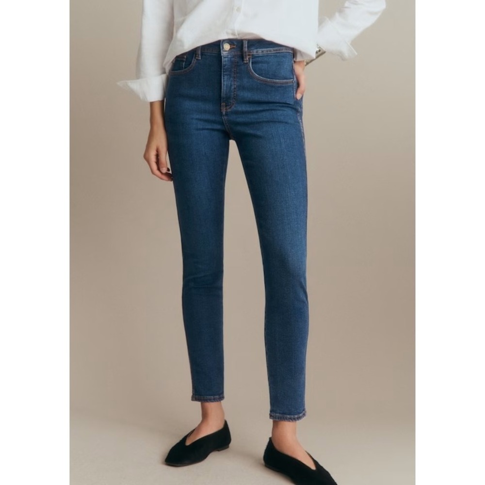 Sezane Perfect Slim Jeans High Rise Organic Cotton Denim Blue Womens Size 30